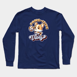 Volleyball Corgi | Paws-itive Vibes Long Sleeve T-Shirt